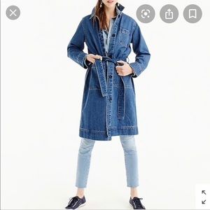 NWT, XS JCrew Blue Denim Trench Coat